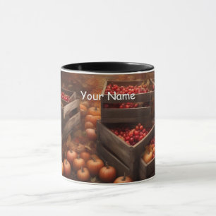 Benutzerdefinierte Kürbisse und Äpfel in Holzkiste Tasse