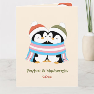 Benutzerdefinierte Kuschel-Trans-Pinguine Weihnach Karte