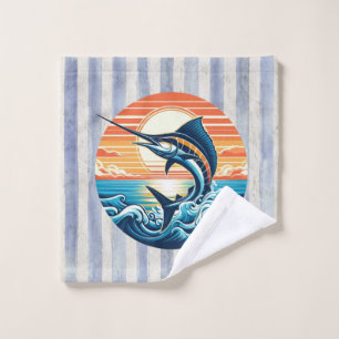 Benutzerdefinierte Küste/nautisch/Strand Marlin So Waschlappen