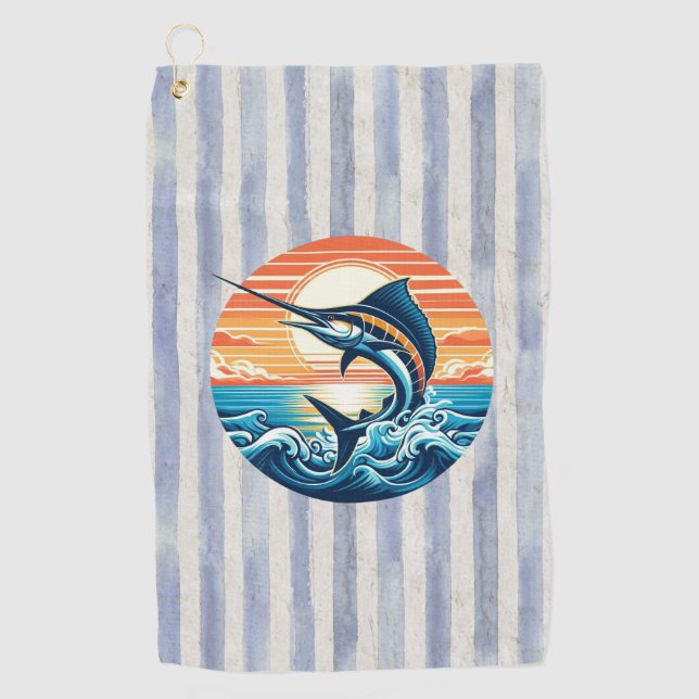 Benutzerdefinierte Küsten-/nautische/Strand-Marlin Golfhandtuch (Vorderseite)