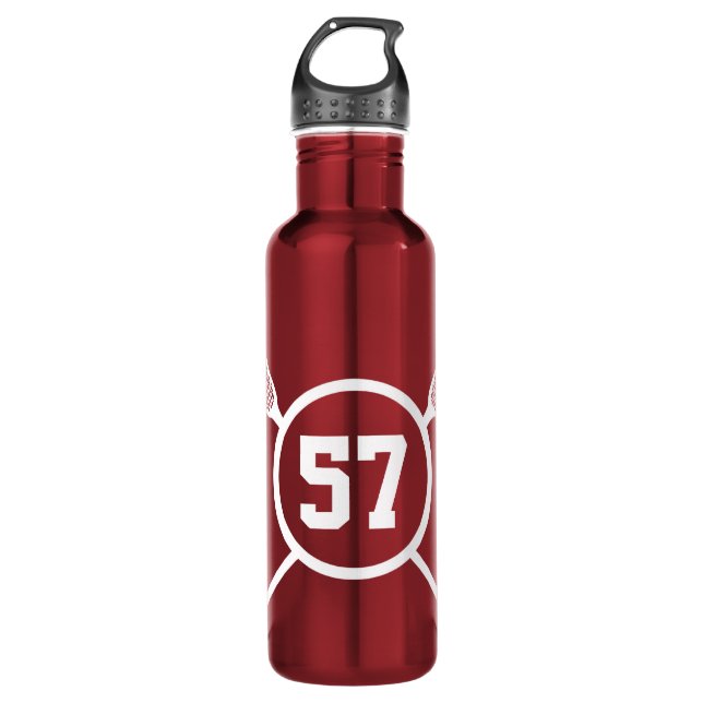 Benutzerdefinierte Lacrosse-Player-Nummer Trinkflasche (Vorderseite)