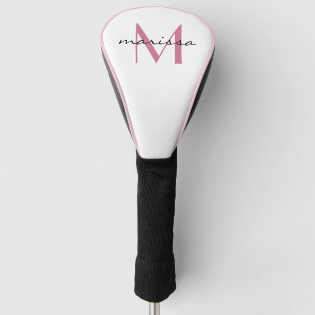Benutzerdefinierte Ladys rosa Name Monogramm Golf Headcover (Vorderseite)