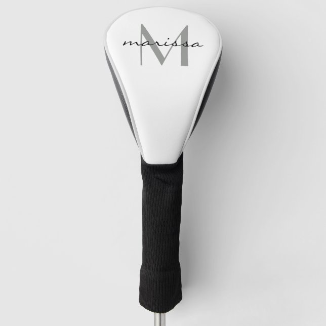 Benutzerdefinierte Ladys Schwarzer Name Monogramm Golf Headcover (Vorderseite)