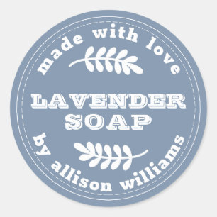 Benutzerdefinierte Lavendel-Seife Vintage Blau Runder Aufkleber