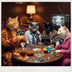 Benutzerdefinierte Le Chat d'Argent Noire Personal Spielkarten