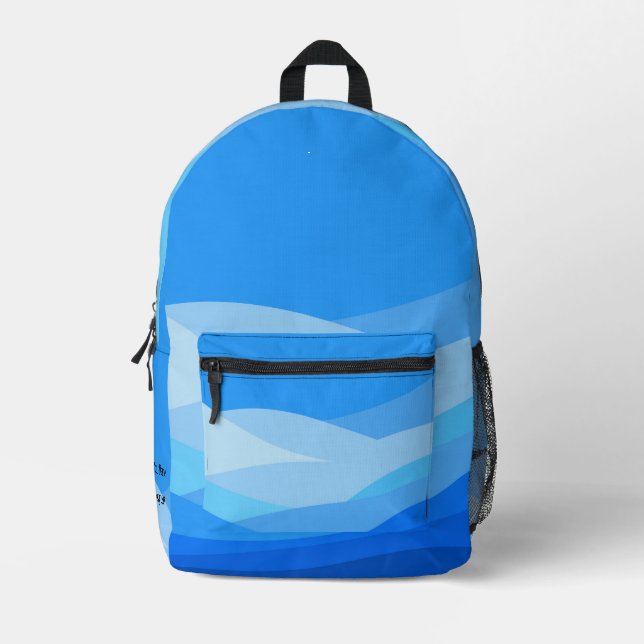 Benutzerdefinierte, lebendige blaue, farbige Muste Bedruckter Rucksack (Vorderseite)