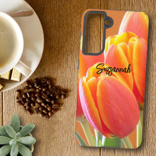Benutzerdefinierte lebendige orange Tulpenblumen F Samsung Galaxy Hülle