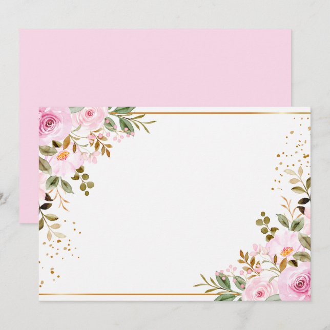 Benutzerdefinierte leere rosa Blumen Save The Date (Vorne/Hinten)