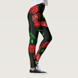 Benutzerdefinierte Leggings mit roter Mohnblume