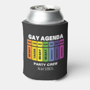 Benutzerdefinierte LGBT Party Crew Gay Agenda Rain Dosenkühler