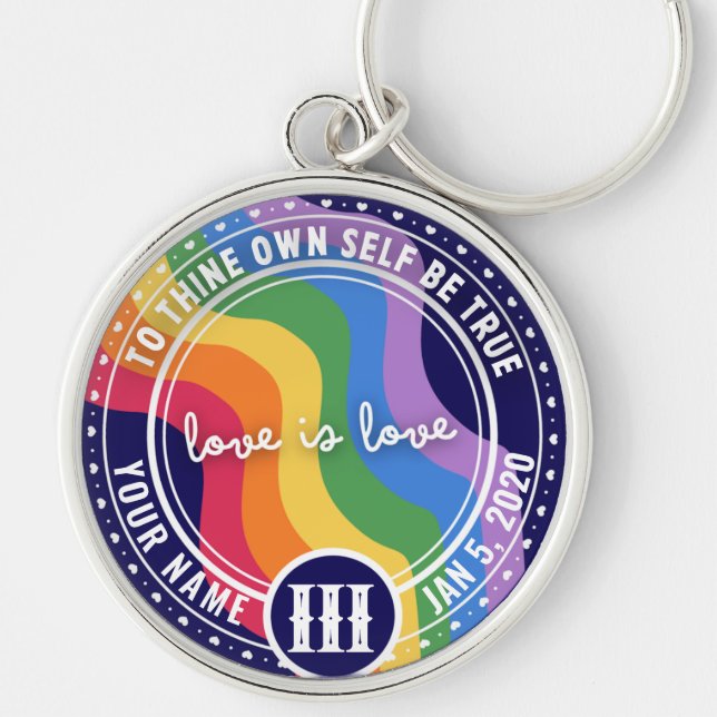 Benutzerdefinierte LGBT Rainbow NA OM Erholung Tok Schlüsselanhänger (Vorne)