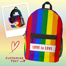Benutzerdefinierte LGBTQ+-Regenbogen-Liebe Streife Bedruckter Rucksack