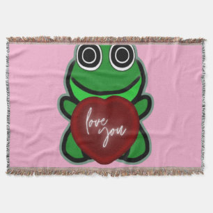 Benutzerdefinierte Liebe dich Kawaii Frosch Herz G Decke