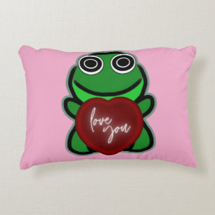 Benutzerdefinierte Liebe dich Kawaii Frosch Herz G Dekokissen