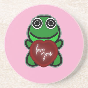 Benutzerdefinierte Liebe dich Kawaii Frosch Herz G Getränkeuntersetzer