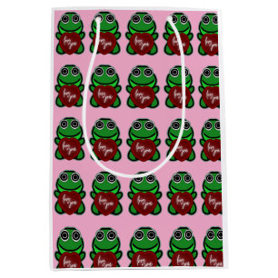 Benutzerdefinierte Liebe dich Kawaii Frosch Herz G Mittlere Geschenktüte