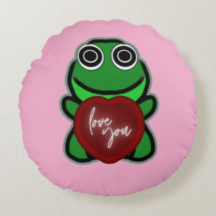 Benutzerdefinierte Liebe dich Kawaii Frosch Herz G Rundes Kissen