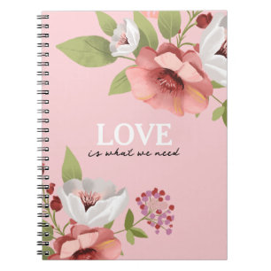 Benutzerdefinierte Liebe mit rosa Blume Notizblock
