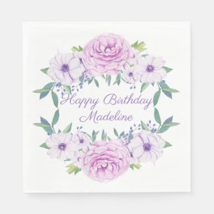 Benutzerdefinierte lila Flieder Lavendel Blumen we Serviette