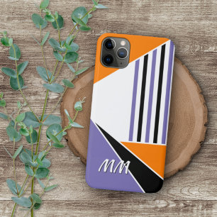 Benutzerdefinierte Lila Helle Orange Schwarze Weiß iPhone 16 Pro Max Hülle