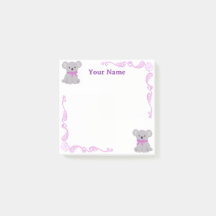 Benutzerdefinierte lila Koala-Filigran-Post-it-Not