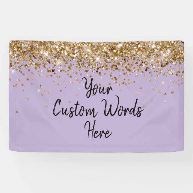 Benutzerdefinierte lila violette goldene Geburtsta Banner (Horizontal)