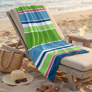 Benutzerdefinierte Limettengrün Dunkelblau Hot Pin Strandtuch
