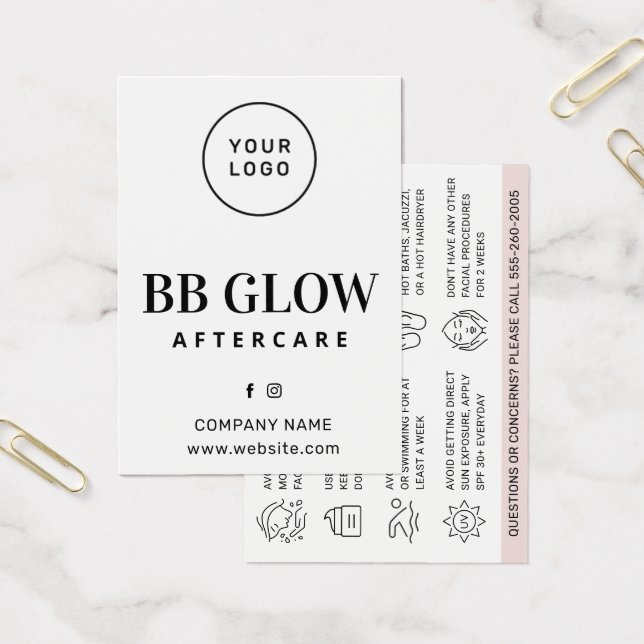 Benutzerdefinierte Logo-BB-Glow-Aftercare-Karte (Büro)