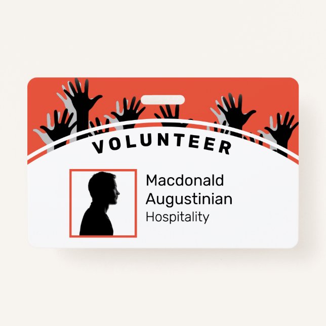 Benutzerdefinierte Logo-Foto-ID-Delegate VOLUNTEER Ausweis (Vorderseite)