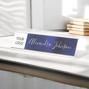 Benutzerdefinierte Logo-Führungskraft Navy Blue Be Schreibtischnamensplakette