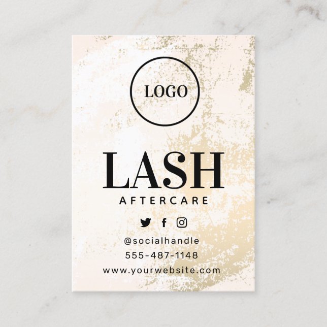 Benutzerdefinierte Logo-Gold-Lashes Aftercare-Kart Visitenkarte (Vorderseite)