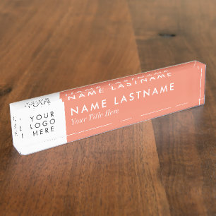 Benutzerdefinierte Logo-Lachs-Peach-Farbe Modern Namensplakette