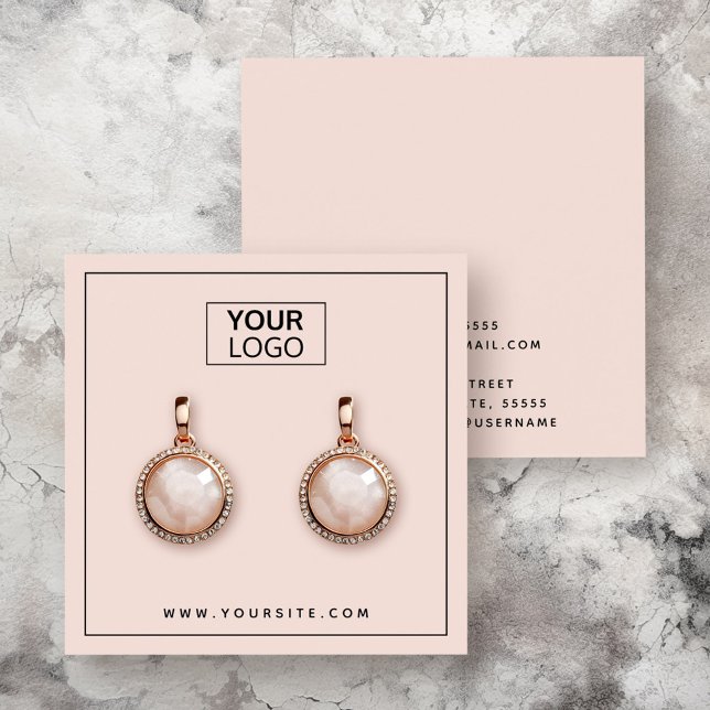 Benutzerdefinierte Logo-Lichtblende Rosa Ohrkarte (Custom logo light blush pink earring display card)