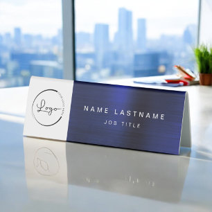 Benutzerdefinierte Logo Navy Blue Metallic Berufli Tischaufsteller