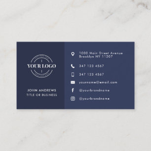 Benutzerdefinierte Logo Navy Blue Modern Icons Soc Visitenkarte