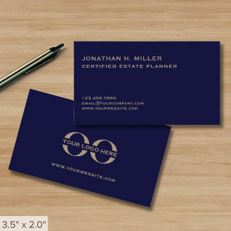 Benutzerdefinierte Logo Navy Blue und Gold Visitenkarte