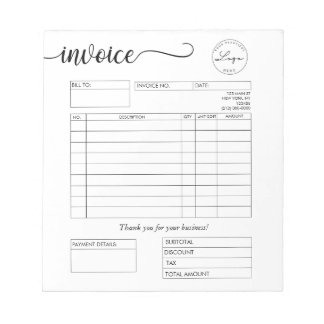 Benutzerdefinierte Logo-Rechnung für kleine Untern Notizblock