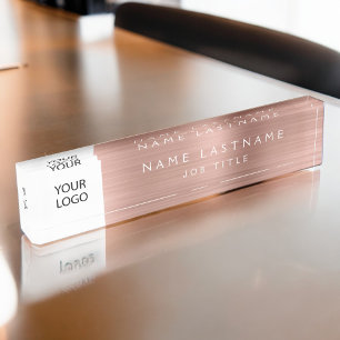 Benutzerdefinierte Logo-Rose Gold Rosa Beruflich Namensplakette