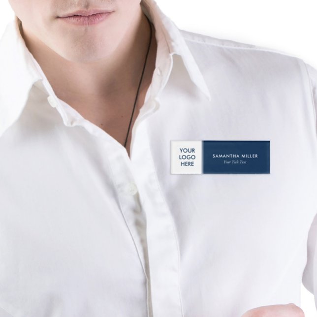 Benutzerdefinierte Logo-Weiß und Navy Blue Monogra Namenschild (Von Creator hochgeladen)