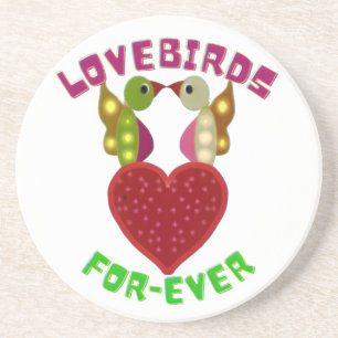 Benutzerdefinierte Lovebirds Herz Geschenk Klassis Getränkeuntersetzer