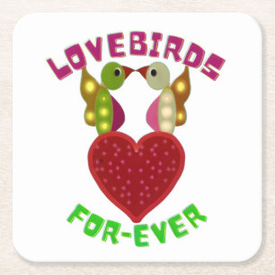 Benutzerdefinierte Lovebirds Herzgeschenk Klassisc Rechteckiger Pappuntersetzer