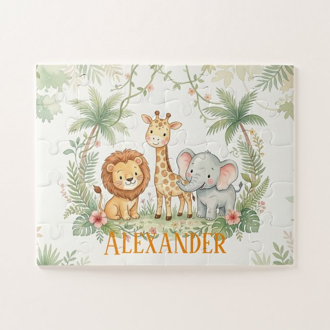 Benutzerdefinierte Löwe Giraffe und Elefant Jungle (Horizontal)