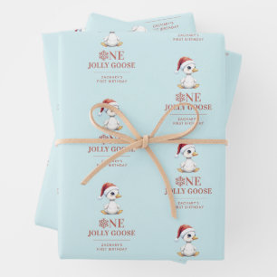 Benutzerdefinierte lustige Gans Dezember Erster Ge Geschenkpapier Set