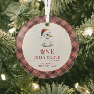 Benutzerdefinierte lustige Gans Dezember Erster Ge Ornament Aus Glas