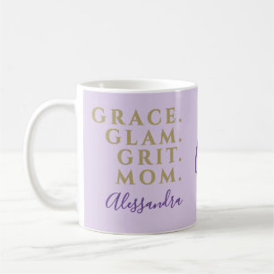 Benutzerdefinierte lustige Mama Pastell-Lila Gold  Kaffeetasse