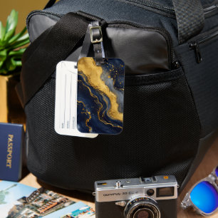 Benutzerdefinierte Luxus-Navy-Gold-Abstrakt-Marmor Gepäckanhänger