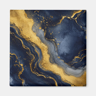 Benutzerdefinierte Luxus-Navy-Gold-Abstrakt-Marmor Magnet