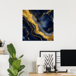 Benutzerdefinierte Luxus-Navy-Gold-Abstrakt-Marmor Poster