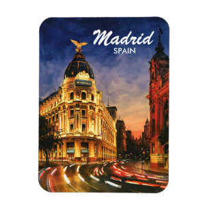 Benutzerdefinierte Madrid Spanien Nacht Wasserfarb Magnet