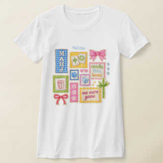 Benutzerdefinierte Mahjong-Patches Faux-Stickerei T-Shirt